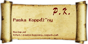 Paska Koppány névjegykártya